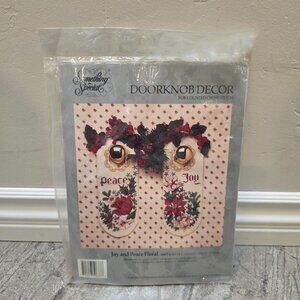 Xmas Doorknob Decor Counted Cross Stitch Joy and Peace Floral 50677 Kit